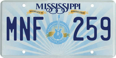 MS license plate MNF259