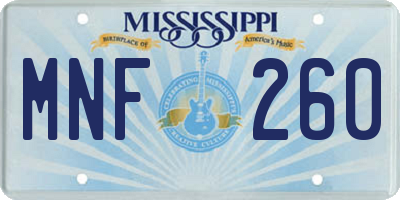 MS license plate MNF260