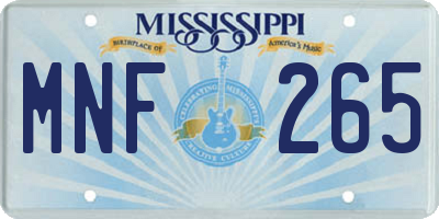 MS license plate MNF265