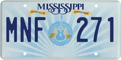 MS license plate MNF271