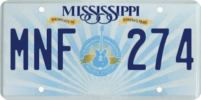 MS license plate MNF274