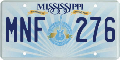 MS license plate MNF276