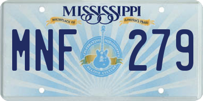 MS license plate MNF279