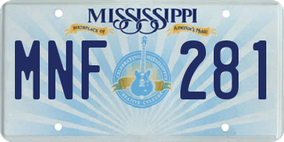 MS license plate MNF281