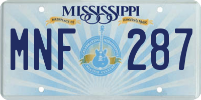 MS license plate MNF287