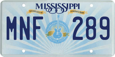 MS license plate MNF289