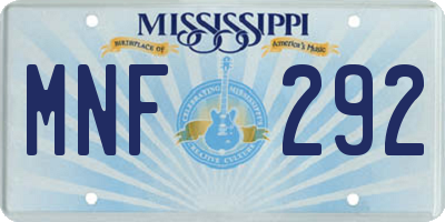 MS license plate MNF292
