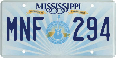 MS license plate MNF294