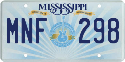 MS license plate MNF298