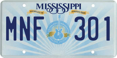 MS license plate MNF301