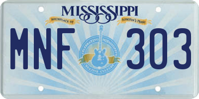 MS license plate MNF303