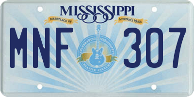 MS license plate MNF307