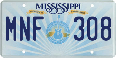 MS license plate MNF308