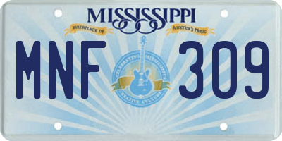 MS license plate MNF309