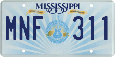 MS license plate MNF311