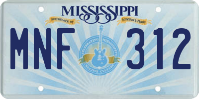 MS license plate MNF312