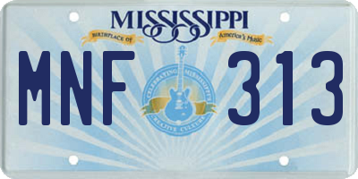 MS license plate MNF313