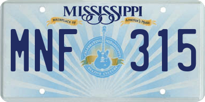 MS license plate MNF315
