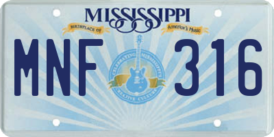 MS license plate MNF316