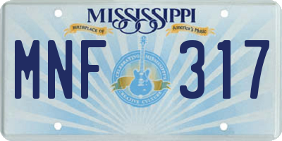 MS license plate MNF317