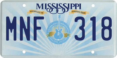 MS license plate MNF318