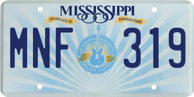 MS license plate MNF319