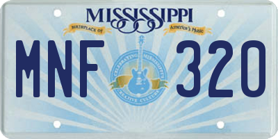 MS license plate MNF320