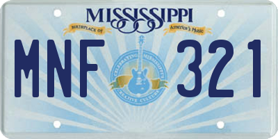 MS license plate MNF321