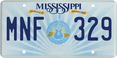 MS license plate MNF329