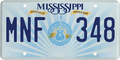 MS license plate MNF348