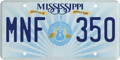 MS license plate MNF350