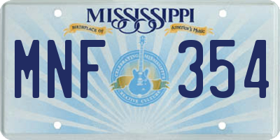 MS license plate MNF354