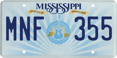 MS license plate MNF355