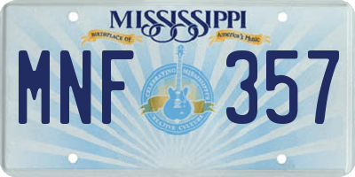 MS license plate MNF357