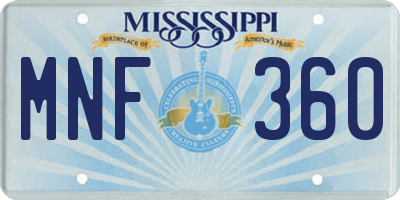 MS license plate MNF360