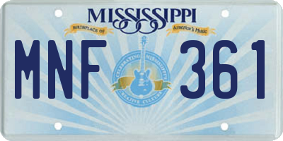 MS license plate MNF361