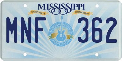MS license plate MNF362