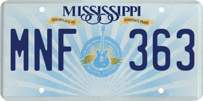 MS license plate MNF363