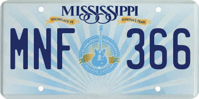 MS license plate MNF366