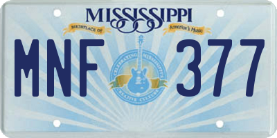 MS license plate MNF377