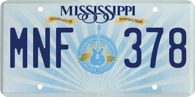 MS license plate MNF378
