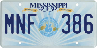 MS license plate MNF386