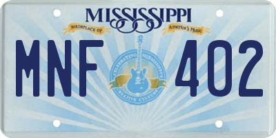 MS license plate MNF402