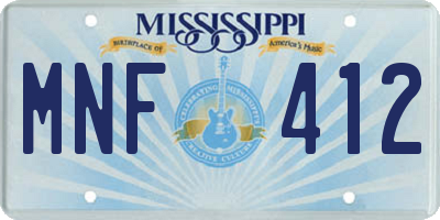 MS license plate MNF412