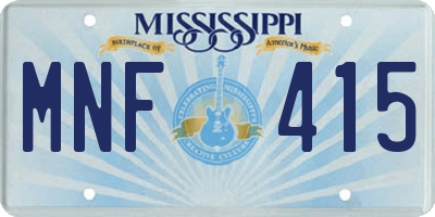MS license plate MNF415
