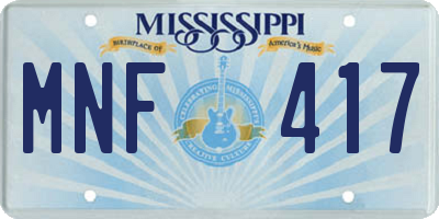 MS license plate MNF417