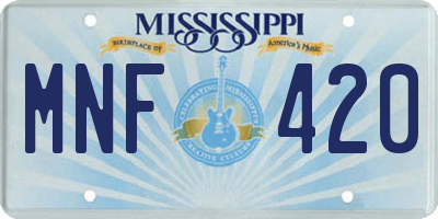 MS license plate MNF420