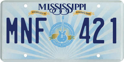 MS license plate MNF421
