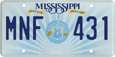 MS license plate MNF431
