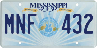 MS license plate MNF432